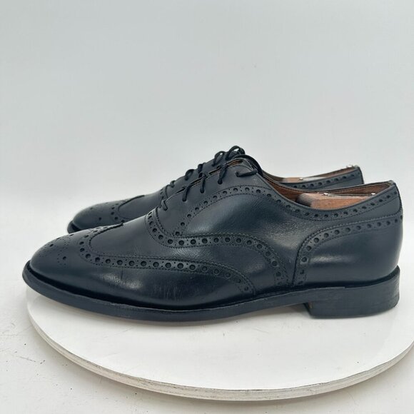 Toscana by Global Super Prime Men US 9.5 Black Leather Wingtip Oxford Shoes - Picture 2 of 12